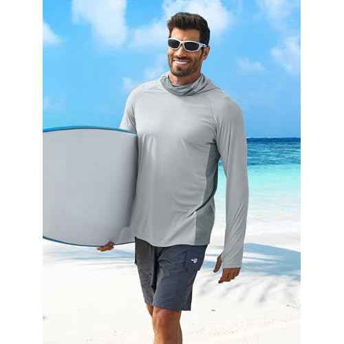 PINSPARK Men's Sun Protection Hoodie with Mask UPF 50+ UV Long Sleeve Shirt Men Rash Guard Performance Fishing Hiking Shirt