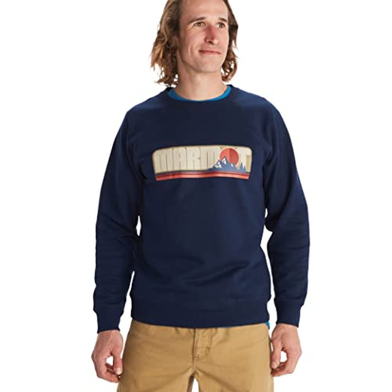 MARMOT Men's Montane Crew Sweatshirt - Screen Printed Graphic on Warm, Breathable, Eco-Friendly Cotton/Poly Blend