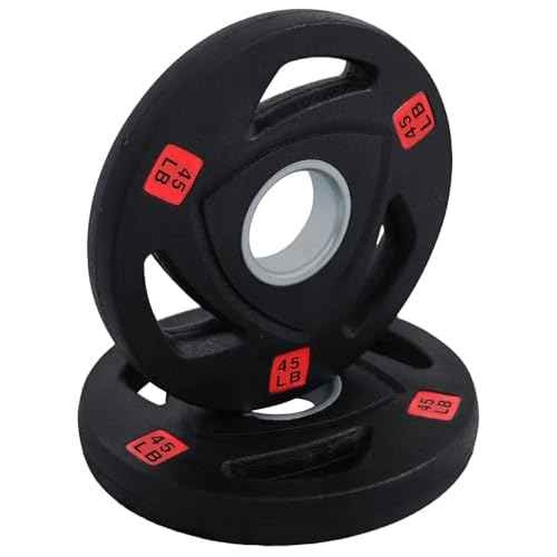 Fitvids Olympic Cast Iron 2-Inch Weight Plate for Strength Training & Weightlifting, Rubber Coate Style, Multiple Weights Available