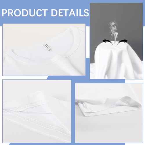 OKBA 4 Pack White t Shirts for Men,Crew Neck Short Sleeve Men's Undershirt,Plain White Workout Polyester tee Bulk