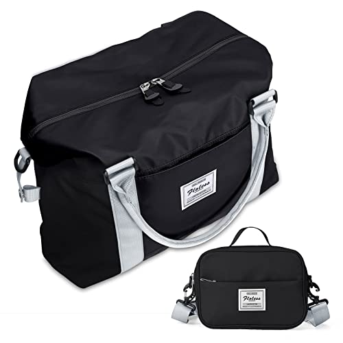 Weekender Duffel Bags for Women Men, Travel Totes Bag for Airplane, Cute Sports Gym Dance Bag Overnight Luggage Bag with Wet Pocket, Carry On Hospital Bag for Labor and Delivery (Large Black)