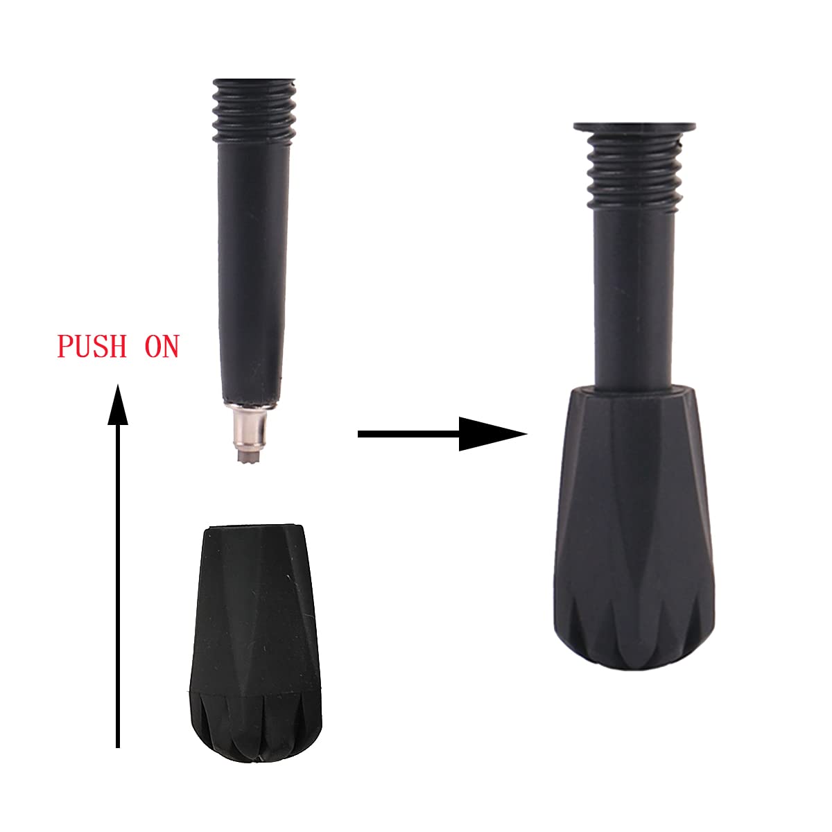 Diooid Hiking Pole Tips Extra Thick and Wear Resisting Trekking Pole Tips Replacement Pole Rubber Tip Protectors Fits Most Standard Hiking Poles with 11mm Hole Diameter Black