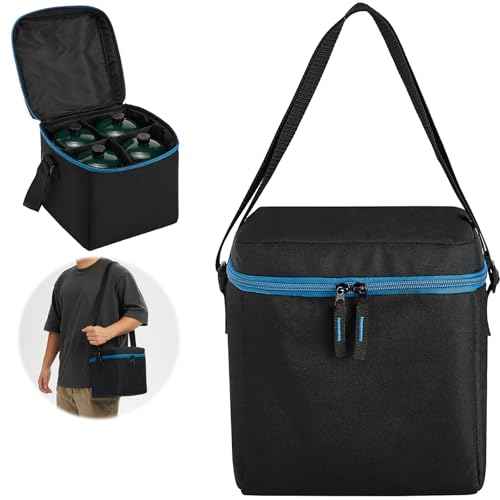 1 LB Propane Tank Storage Bag with Padding, Mini Propane Cylinder Carry Case to Hold 4 Pcs Small Gas Tank, Portable 16 OZ Gas Cylinder Holder with Strap, Bag Only