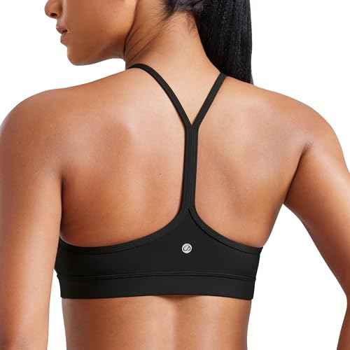 CRZ YOGA Womens Butterluxe Y Back Sports Bra - Padded Racerback Low Impact Spaghetti Thin Strap Workout Yoga Top
