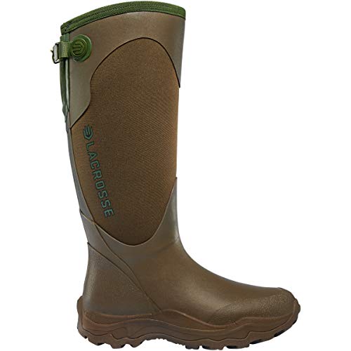 LaCrosse 15" Alpha Agility Snake Boots for Women Featuring Waterproof Rubber, Eva Soles, and Snake Guard Toe Protection, Brown/Green - 5 M