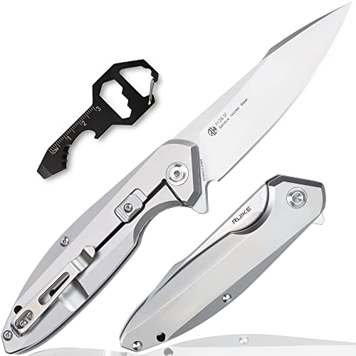 Tactical Folding Pocket Knife for men,14C28N Stainless Steel Blade,Frame Lock,G10 Handle,EDC Small Camping Knives Belt Clip Carry,Lightweight Survival Hunting Flipper Microtech Elemental Bushcraft Hiking Sharp Gear Tool Father Dad Gifts Ruike p108