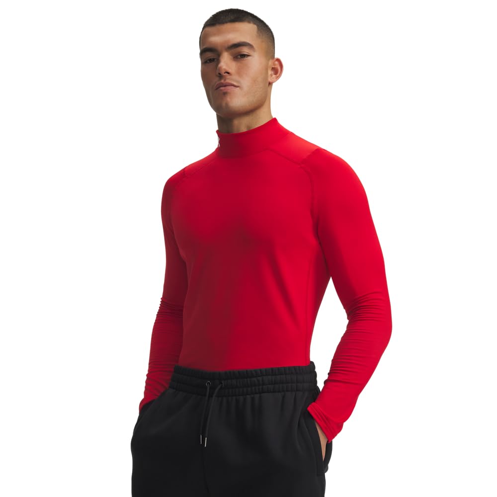 Under Armour Men's ColdGear Armour Fitted Mock, (600) Red / / White, XX-Large Tall