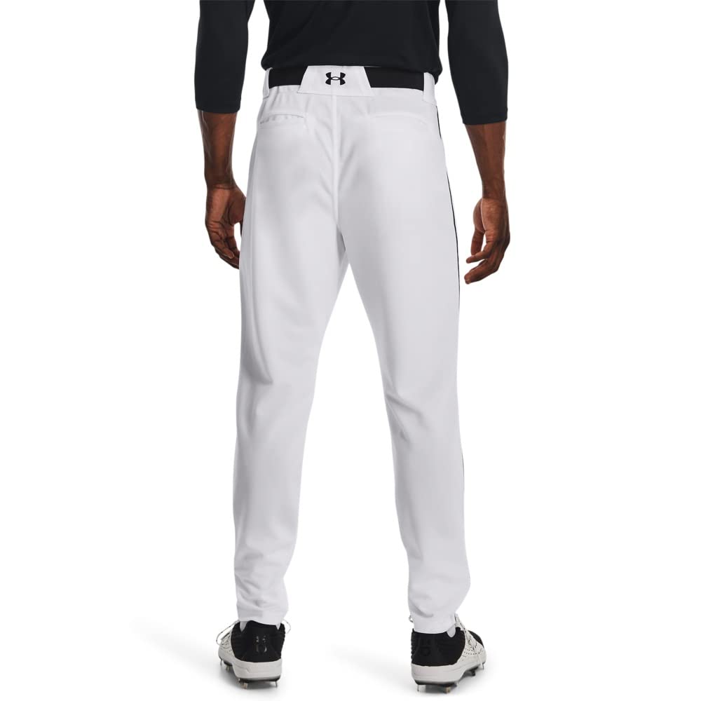 Under Armour Men's Utility Baseball Straight Leg Pant Pipe 22, (100) White/Black/Black, Large