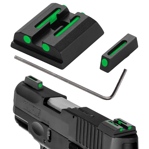 TRSAIM No-Tritium Fiber Optic Red/Green Sights for Pistol Taurus G2C, PT111, G3, TX22, G2, 709, G2S, PT140, 740, Taurus G2C Accessories Sights Set (Green Dot)