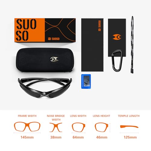 suoso Sports Polarized Sunglasses for Men: Womens UV400 Protection Sun Glasses Wrap Around Goggles for Fishing Driving TR90