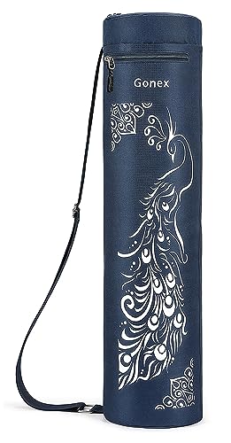 Gonex Yoga Mat Bag, Yoga Mat Carrier Full-Zip Exercise Yoga Mat Carry Bag for Women Men with 2 Multi-Functional storage Cargo Pockets Extra Wide Adjustable Shoulder Strap, Peacock Dark Blue