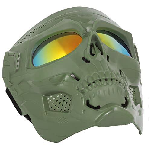 Airsoft Skull Full Face Protective Mask, Dual Mode Wear Design for Airsoft Paintball Outdoor Sport CS Game Adjustable Strap