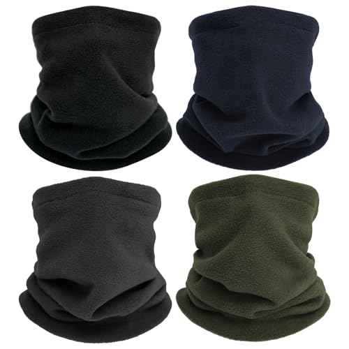 4 Pieces Winter Neck Warmers Fleece Gaiter Windproof Face Face Mask Scarf Covering for Men Women