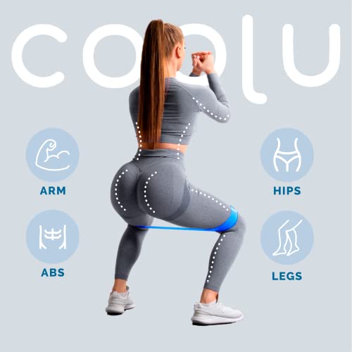 COOLU Mini Resistance Loop Bands – Set of 5 Stretching Training Bands for Home Workout, Fitness, Gym, Physical Therapy, Exercise, Yoga, Pilates for Women and Men – with Special Carry Bag