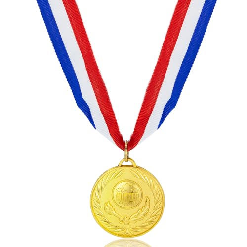 Dohia Gold Award Medals for Kids Winner Award Medals with Neck Ribbon Party Favor Birthday Present Dress Up Medals for Awards D1-HJJNJZ (Gold)