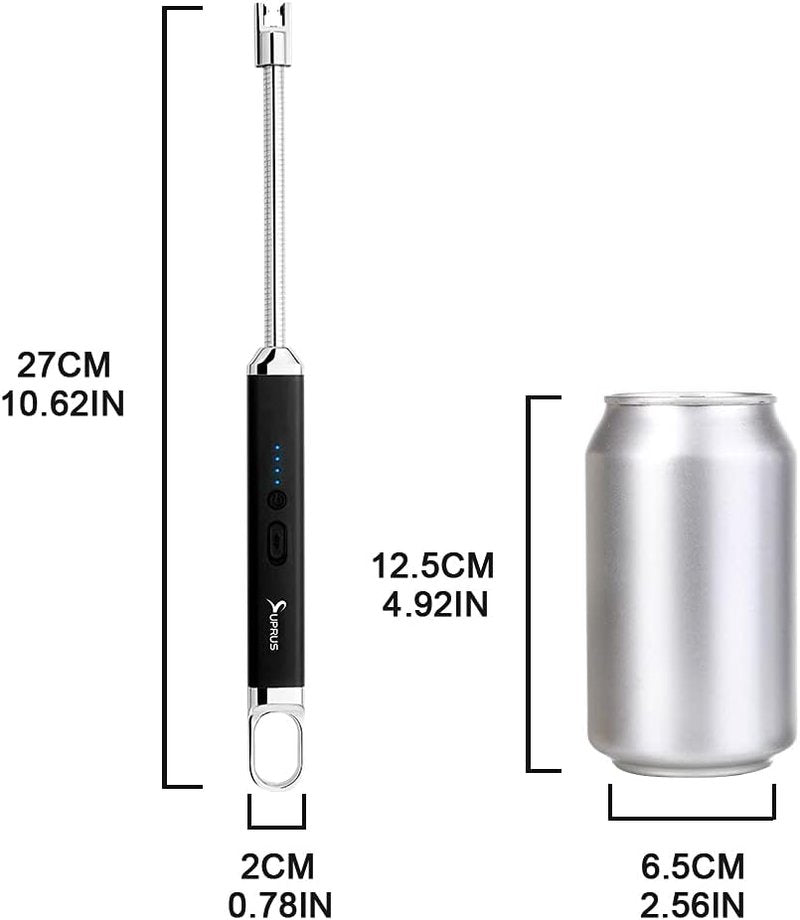 Rechargeable USB Arc Lighter - 360° Flexible Neck Flameless Design for Grilling, Camping & Cooking | Black