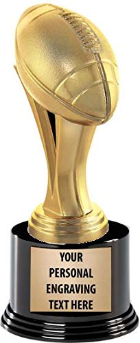 Crown Awards Football Trophies with Custom Engraving, 7.25" Personalized Gold Football Trophy On Deluxe Round Base 50 Pack