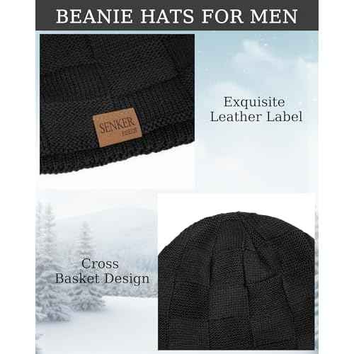 Senker Fashion Slouchy Beanie for Men Women, Oversized Winter Beanies Hats Warm Thick Stocking Caps for Gifts Outdoor