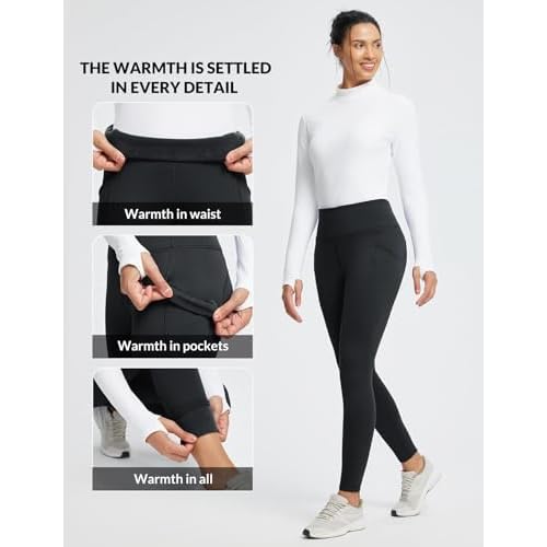 baleaf Women's Thick Fleece Lined Leggings Winter Snow Pants Warm Thermal High Waisted Ski Legging