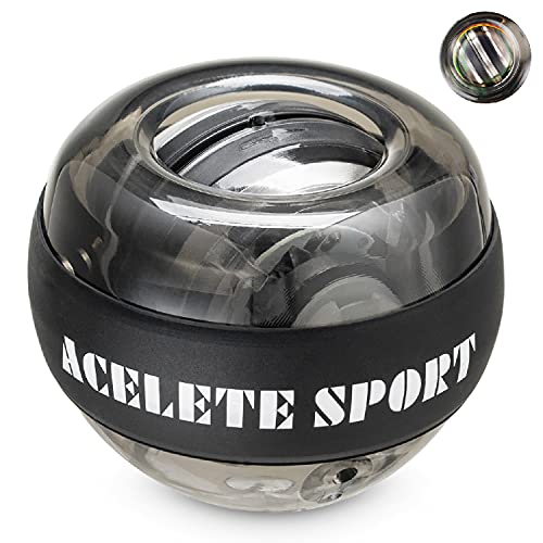 ACELETE Gyro Ball Wrist Exerciser Gyroscope Ball Forearm Strengthener for Stronger Wrist Bones and Muscle (Black)