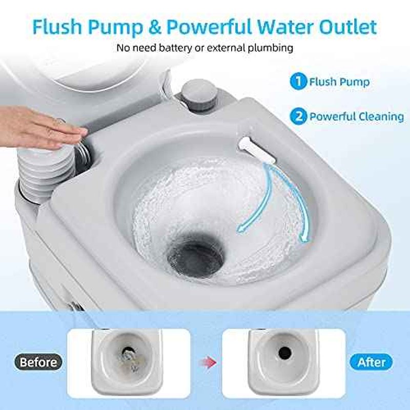 YITAHOME 2.6 Gallon Portable Toilet for Camping, RV Travel Potty with Press Flush Pump, Anti-leak Seal Ring for Travel, Boating, Hiking, Trips