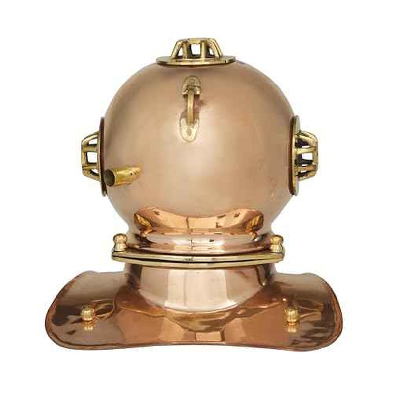 Deco 79 Metal Diver Helmet, 8" x 7" x 8", Brass
