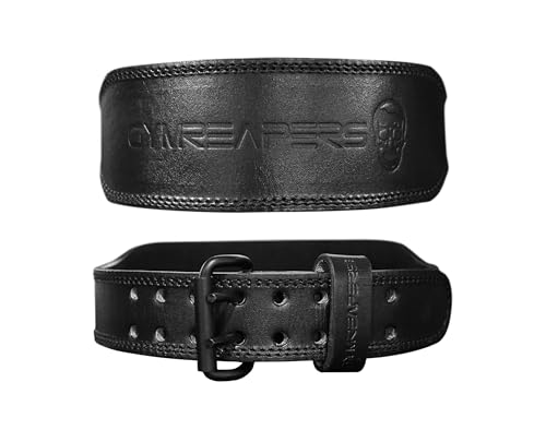 Gymreapers Weight Lifting Belt - 7MM Heavy Duty Pro Leather Belt with Adjustable Buckle - Stabilizing Lower Back Support 4 Inches Wide For Weightlifting, Bodybuilding, Cross Training (Black, Large)