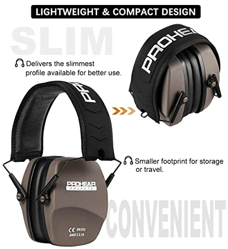 PROHEAR 016 Shooting Ear Protection Earmuffs 2 Pack, NRR 26dB for Gun Range, Hunting -Black and Brown