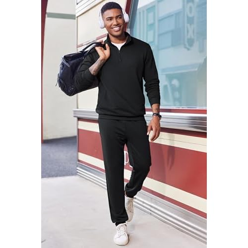 COOFANDY 2 Piece Set for Men Casual 1/4 Zip Track Suits Set Long Sleeve Quarter Pullover Jogging Suits 2025 Fashion Outfits
