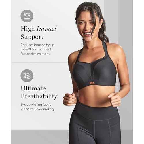 Panache Women's High Impact Underwire Sports Bra | Black 28F | Max Support, Moisture Wicking, Heavy Duty Sports Bra for Women
