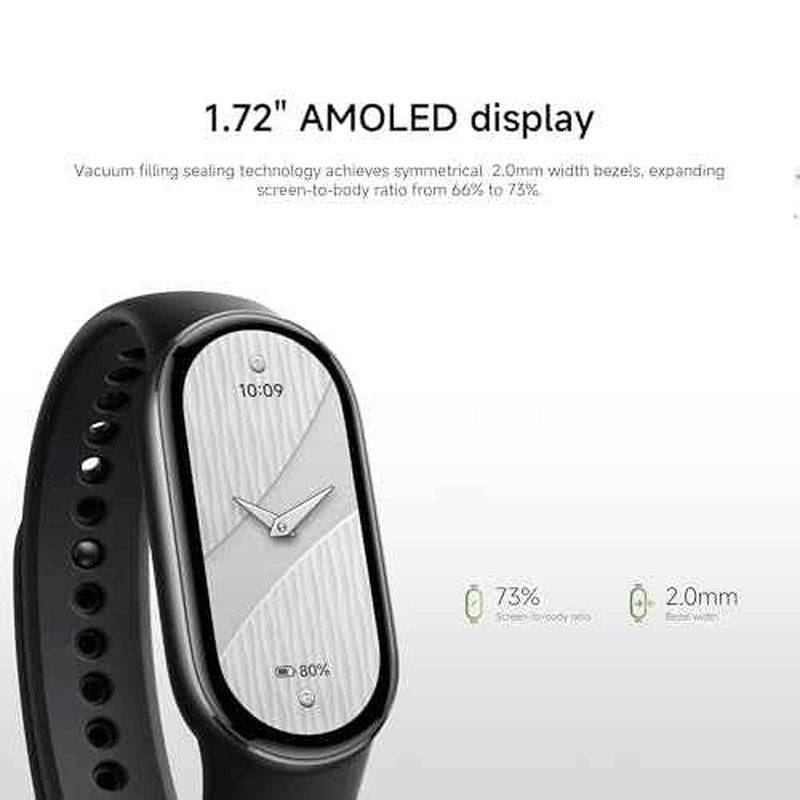 XIAOMI Mi Smart Watch Band 10, 5ATM Waterproof Fitness Step Tracker Sports Digital Smart Watch Health Band for Men Women, 1.72" AMOLED Display, 150+ Sports Modes 24/7 Sleep Monitor (Glacier Silver)