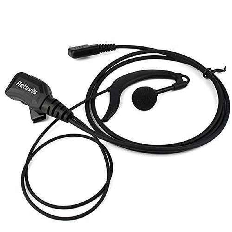 Retevis Walkie Talkie Earpiece with Mic,Volume Adjust,G Shape, for RT22 RT68 RT21 H-777 H-777S RT86,Compatible with Baofeng UV-5R 888S pxton Kenwood Two Way Radios,2 Way Radio Earpiece 2 Pin(10 Pack)