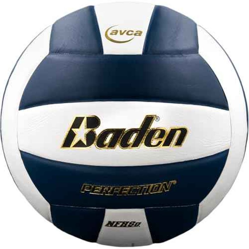 Baden | Perfection | Premium Leather | Indoor Official Game Volleyball | 13U to College | Official Size + Weight | Navy/White | NFHS + AVCA Approved
