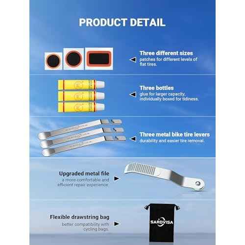 40 PCS Bike Tire Repair Kit, Bicycle Inner Tube Puncture Patch Kit with 30 PCS Tire Patches & 3 PCS Stainless Steel Tire Levers, Portable Bike Tire Patch Kit for Mountain and Road Bike