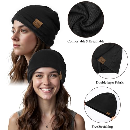 2 Pack Slouch Beanie Warm Mens Womens Soft Beanies Hats Slouchy Oversized Caps Knit Hats Winter Gift for Men