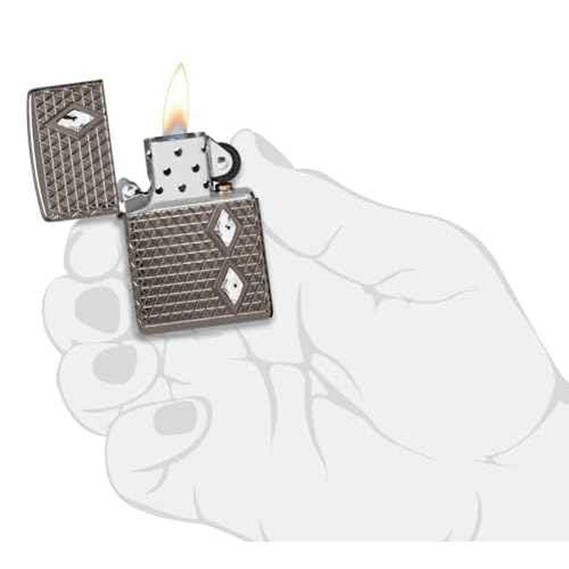 Zippo Diamond Pattern Design Armor Black Ice Pocket Lighter