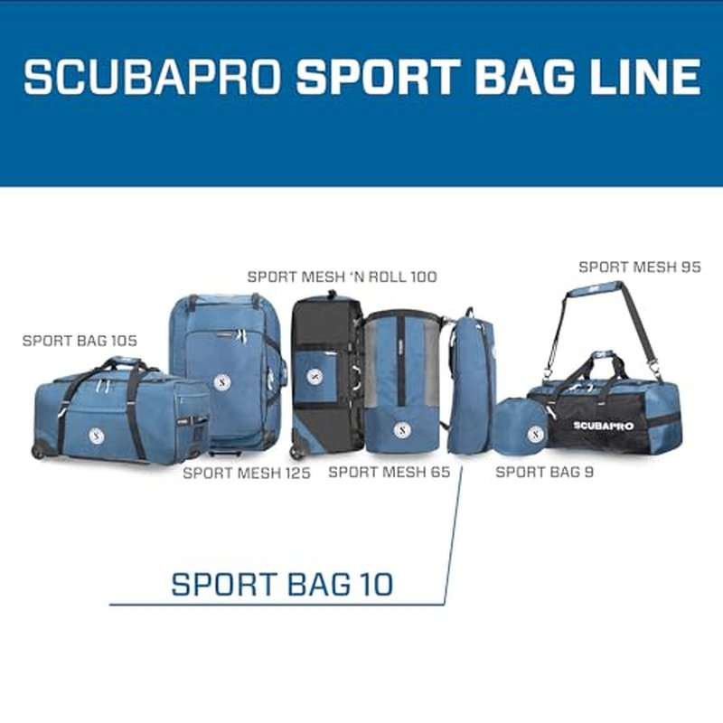 SCUBAPRO Sport 10 Dive Bag with Backpack Straps and Top Handle for Scuba Diving Gear, Denim Blue Color Fabric