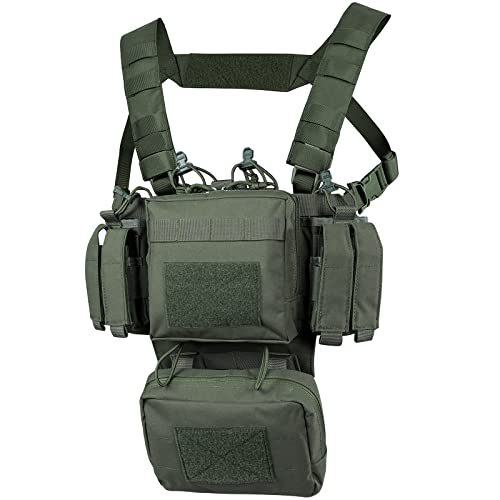 VISMIX Tactical Chest Rig, Adjustable&Detachable Molle Chest Rigs with Mag Pouch