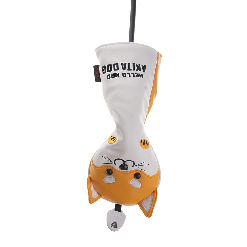 GOOACTION Golf Club Head Cover with Akita Dog Creative Cartoon Animal Pattern Synthetic Leather Yellow Golf Clubs Headcovers (B-Fairway Wood)