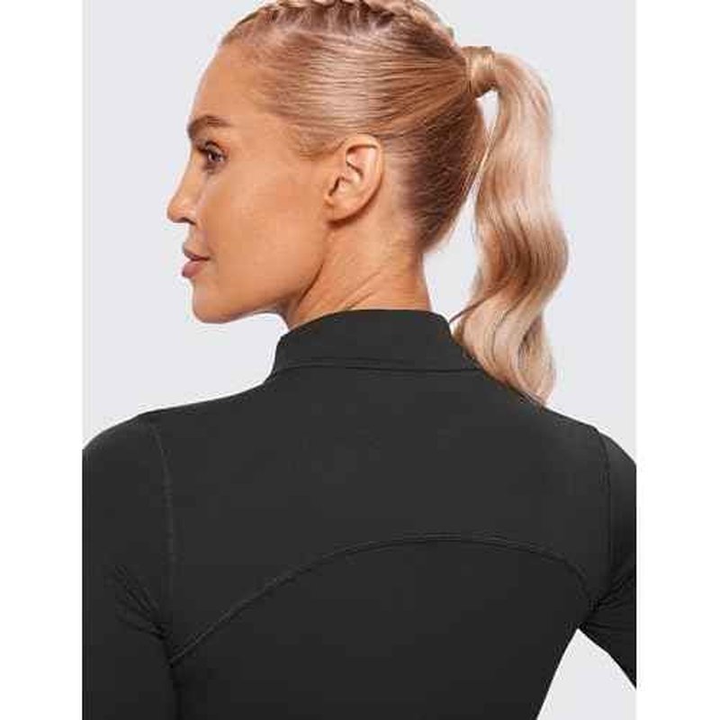 CRZ YOGA Butterluxe Mock Neck Long Sleeve Shirts for Women - Workout Casual Tops Turtleneck Crop Slim Fall Base Layer