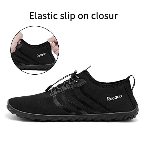 Racqua Men&Women Quick-Dry Aqua Socks for Hiking Surf Diving Sport Water Shoes Breathable Pool Beach Swim Shoes Black 8.5W/7.5M