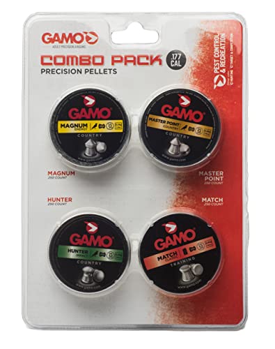 Gamo Wildcat Whisper Air Rifle .177 Cal, Black & 632092954 Air Rifle Pellets Combo Pack.177 Caliber, Quantity 1000 (Magnum, Masterpoint, Hunter, Match)