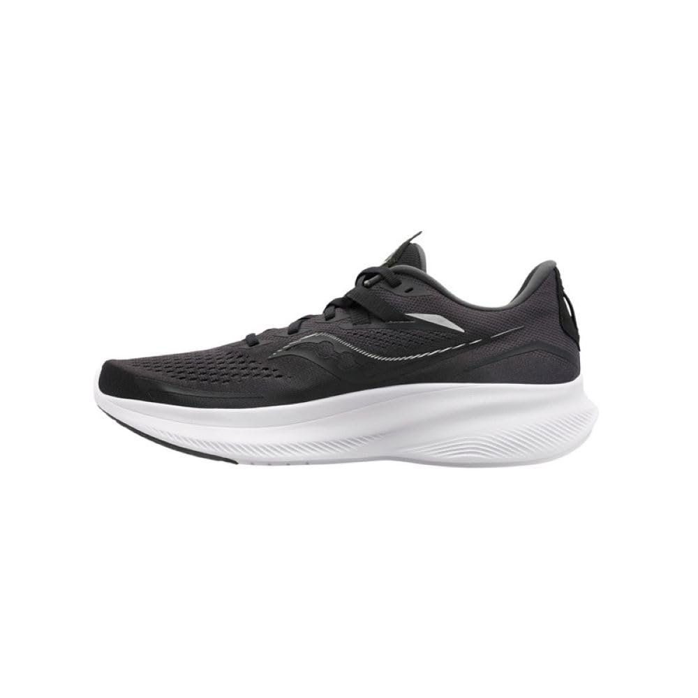 Saucony Men's Ride 15 Sneaker, Black/White, 10