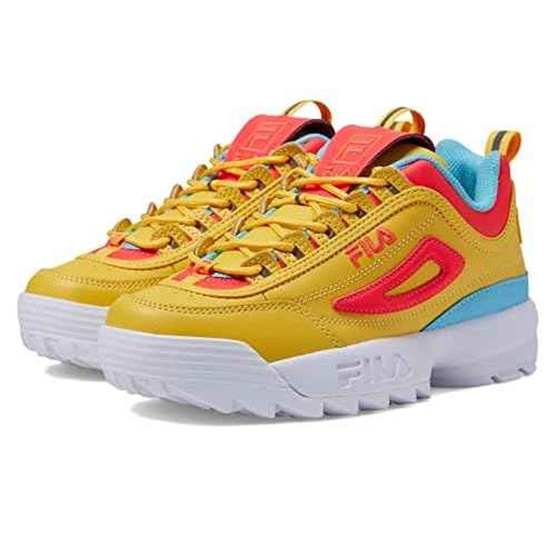 Fila Disruptor II Premium (Big Kid) Lemon/Diva Pink/Bluefish 5 Big Kid M