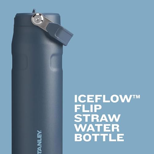 Stanley IceFlow Flip Straw 2.0 Water Bottle 50 OZ | Built-In Straw with Larger Opening | Lightweight & Leak-Resistant | Insulated Stainless Steel | BPA-Free | Frost