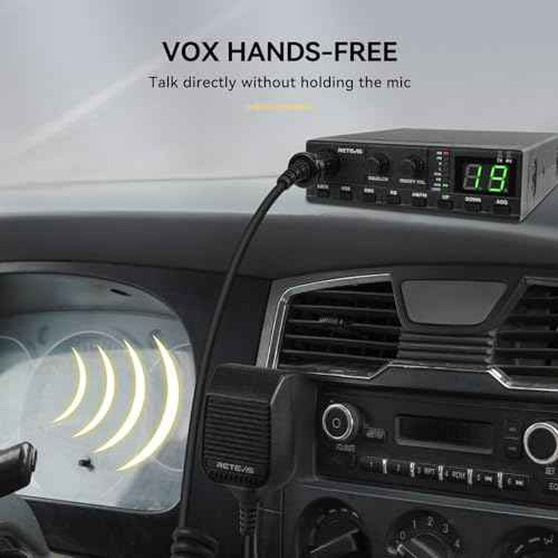 Retevis MB2 AM/FM Professional CB Radio, 40 Channels Mini Radio, Easy to Operate, Squelch Knob ASQ, VOX, Auto-Scan, CB Mobile Radio for Truckers, Black