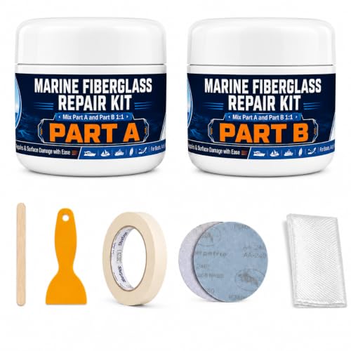 Marine Fiberglass Repair Kit with Waterproof Epoxy & Gelcoat for Boats