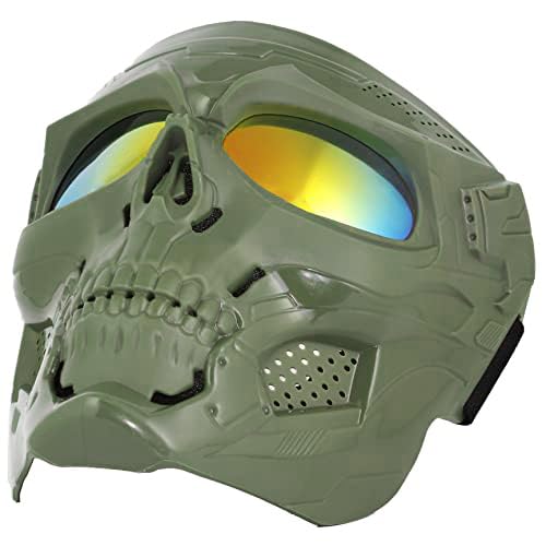 Airsoft Skull Full Face Protective Mask, Dual Mode Wear Design for Airsoft Paintball Outdoor Sport CS Game Adjustable Strap