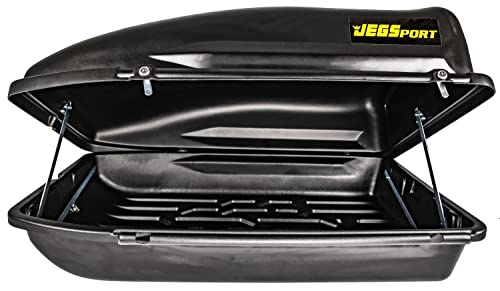 JEGS Rooftop Cargo Carrier for Car Storage - Small Roof Rack Cargo Carrier - Heavy Duty Weatherproof Storage - Made in USA - 10 Cubic Ft - 110 Lb Capacity - Zero Tool Easy Assembly - Aero Design