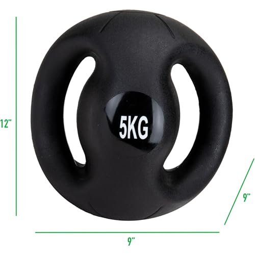 Mind Reader Medicine Ball with Handles, Strength Training, Home Fitness Core Workout, Rubber, Black, 3KG/6.6LB